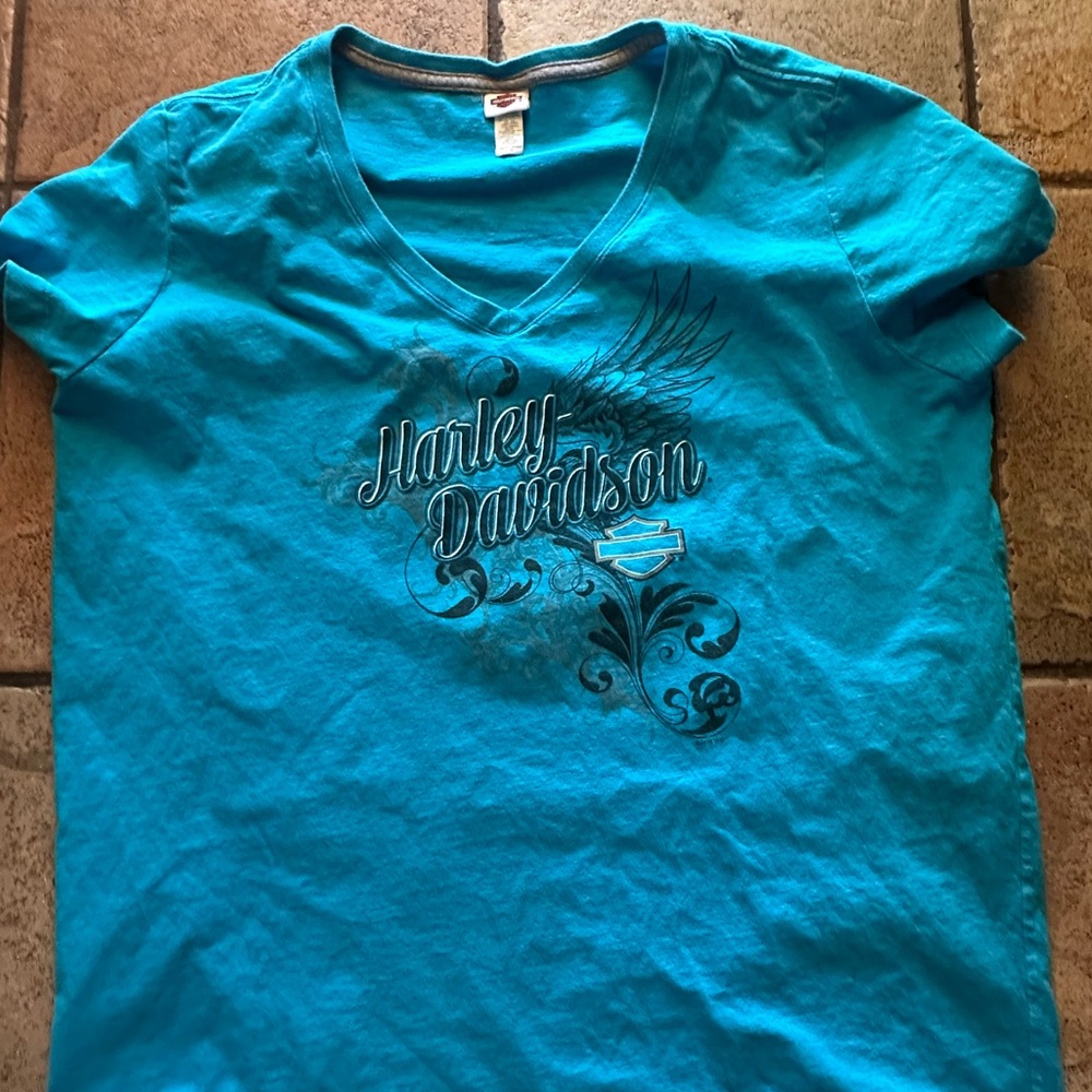 Harley-Davidson Teal V-Neck Tee